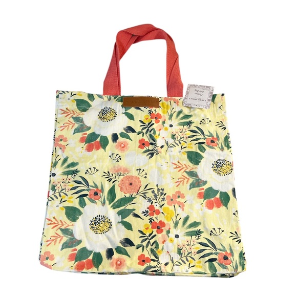 NEW Laura Ashley CANVAS FLORAL REUSABLE TOTE BAG - Picture 1 of 6